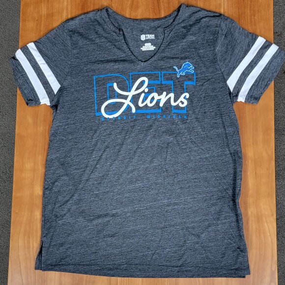 NFL Women's Heather Grey Detroit Lions Football Split Neck Short Sleeve Tee - M - Picture 4 of 7